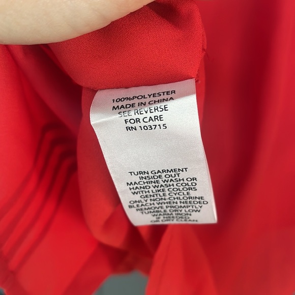Nanette Lepore Women's Button Down Red Pleated Blouse - Picture 7 of 7